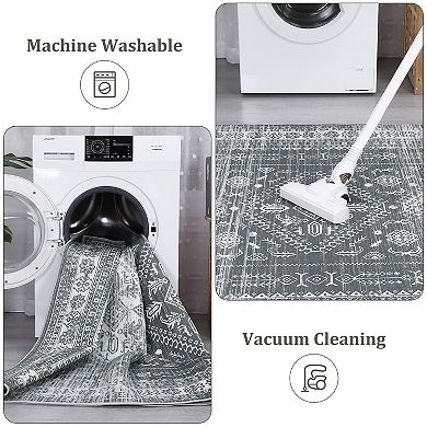 Garvee Machine Washable Non Slip Area Rug for Livingroom Soft Cotton Carpet for Home Use