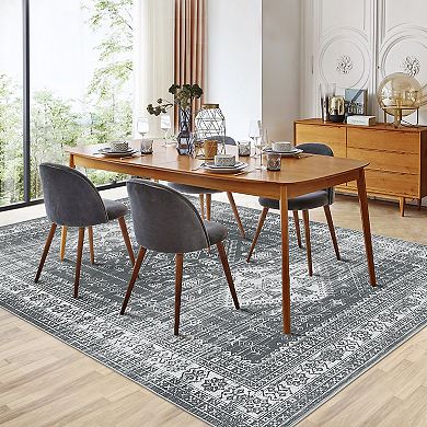 Garvee Machine Washable Non Slip Area Rug for Livingroom Soft Cotton Carpet for Home Use