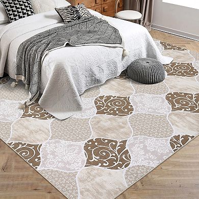 Garvee Machine Washable Non Slip Backing Foldable Area Rug for Living Room Bedroom