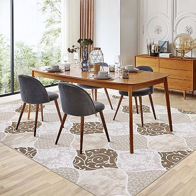 Garvee Machine Washable Non Slip Backing Foldable Area Rug for Living Room Bedroom