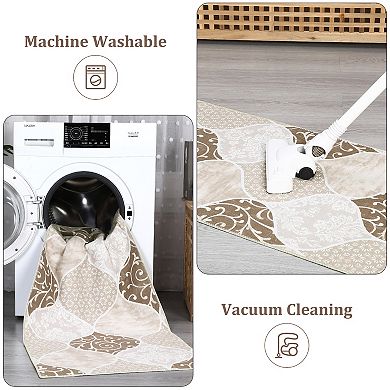 Garvee Machine Washable Non Slip Backing Foldable Area Rug for Living Room Bedroom