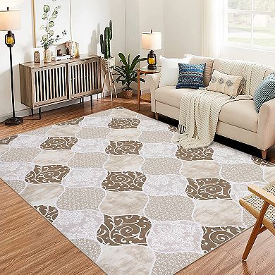 Garvee Machine Washable Non Slip Backing Foldable Area Rug for Living Room Bedroom