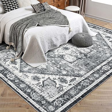 Garvee Washable Non Slip Area Rugs Stain Resistant Non Shedding Bordered Carpet for Indoor use