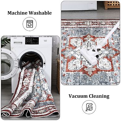 Garvee Washable Non Slip Area Rugs Stain Resistant Non Shedding Bordered Carpet for Indoor use