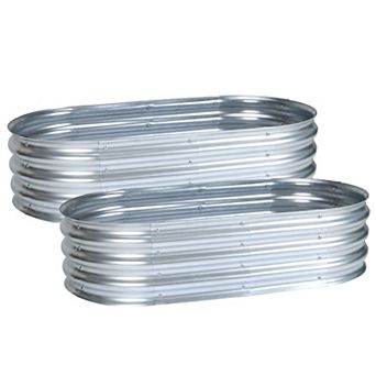 Aoodor Galvanized Raised Garden Bed Kit, Garden Planter Boxes - Silver