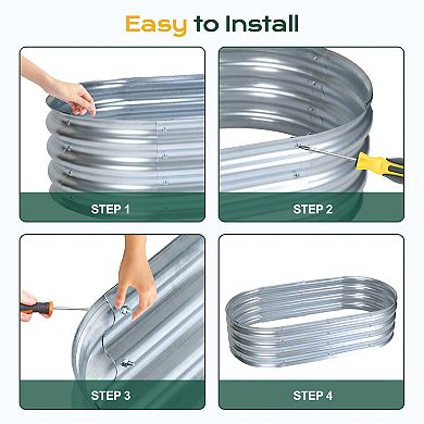 Aoodor Galvanized Raised Garden Bed Kit, Garden Planter Boxes - Silver