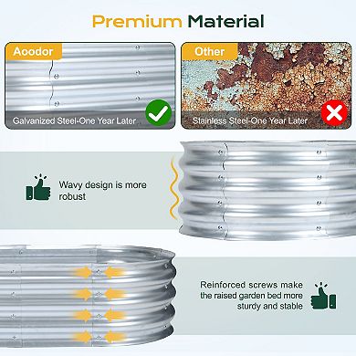 Aoodor Galvanized Raised Garden Bed Kit, Garden Planter Boxes - Silver