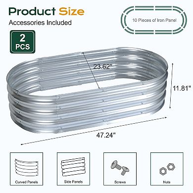 Aoodor Galvanized Raised Garden Bed Kit, Garden Planter Boxes - Silver