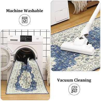 Garvee Machine Washable Non Slip Backing Foldable Area Rug for Living Room Bedroom