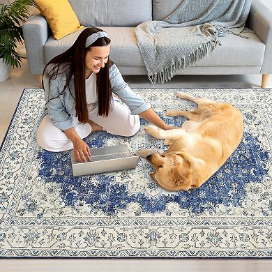 Garvee Machine Washable Non Slip Backing Foldable Area Rug for Living Room Bedroom