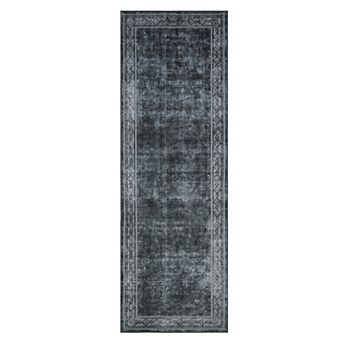 Garvee Bordered Machine Washable Carpet Modern Geometric Chic Border Rug