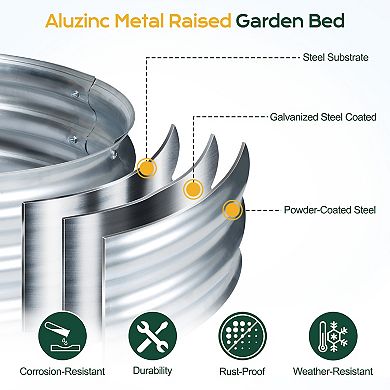 Aoodor 2Pcs Galvanized Raised Garden Bed Kit, Garden Planter Large Boxes - Silver