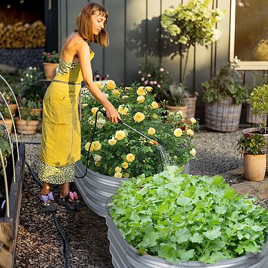 Aoodor 2Pcs Galvanized Raised Garden Bed Kit, Garden Planter Large Boxes - Silver