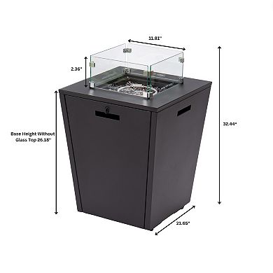 LeisureMod Chelsea Aluminum Patio Modern Propane Fire Pit Side Table