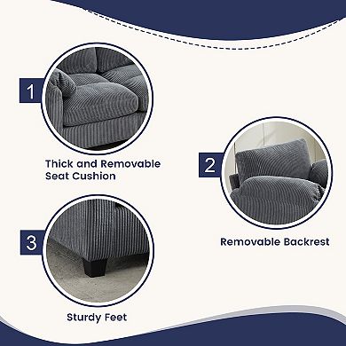 SERWALL Corduroy Sectional Loveseat, Soft, Comfortable & Pet-Friendly