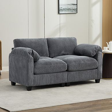 SERWALL Corduroy Sectional Loveseat, Soft, Comfortable & Pet-Friendly