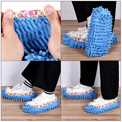 Washable Multifunction Chenille Duster Mop Slippers Cleaning Shoes Cover 4Pcs