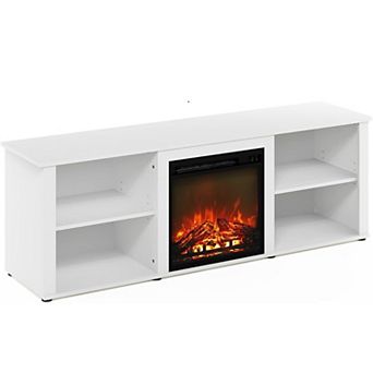 Furinno Classic 70 Inch TV Stand with Fireplace, Solid White