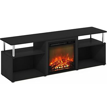 Furinno Jensen Open Storage Fireplace Entertainment Center for TV up to 70 Inch