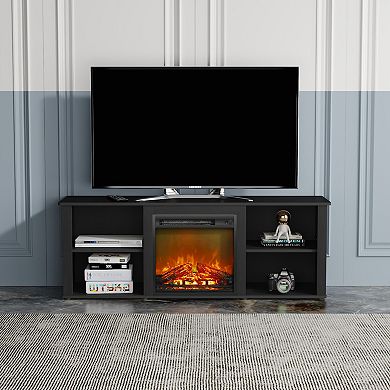 Furinno Classic 60 Inch TV Stand with Fireplace, Americano