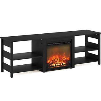 Furinno Classic 70 Inch TV Stand with Fireplace, Americano