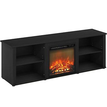 Furinno Classic 70 Inch TV Stand with Fireplace, Americano