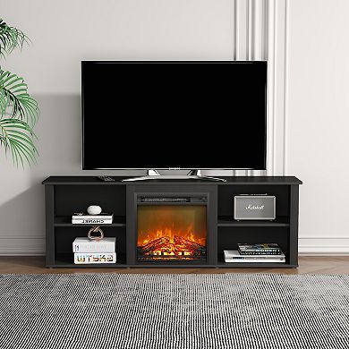 Furinno Classic 70 Inch TV Stand with Fireplace, Americano