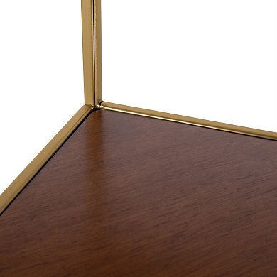 Melora Metal and Wood Corner Wall Shelf