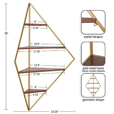 Melora Metal and Wood Corner Wall Shelf