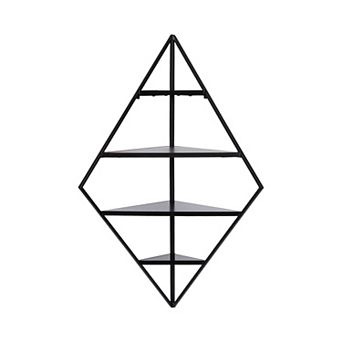 Melora Metal and Wood Corner Wall Shelf