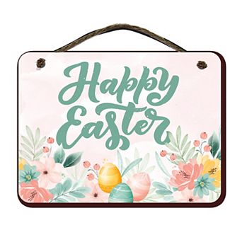 COURTSIDE MARKET Happy Easter Flowers Sign Wall Decor