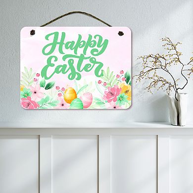 COURTSIDE MARKET Happy Easter Flowers Sign Wall Decor