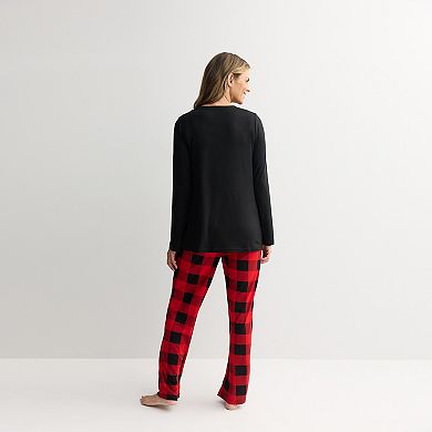 Maternity Jammies For Your Families® Buffalo Check Graphic Pajama Top & Pajama Bottoms Set
