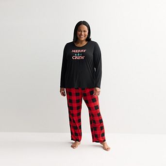 Plus Size Jammies For Your Families® Buffalo Check Graphic Pajama Top & Pajama Bottoms Set