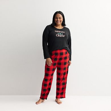 Plus Size Jammies For Your Families® Buffalo Check Graphic Pajama Top & Pajama Bottoms Set