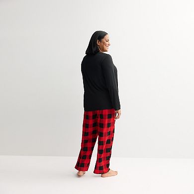 Plus Size Jammies For Your Families® Buffalo Check Graphic Pajama Top & Pajama Bottoms Set