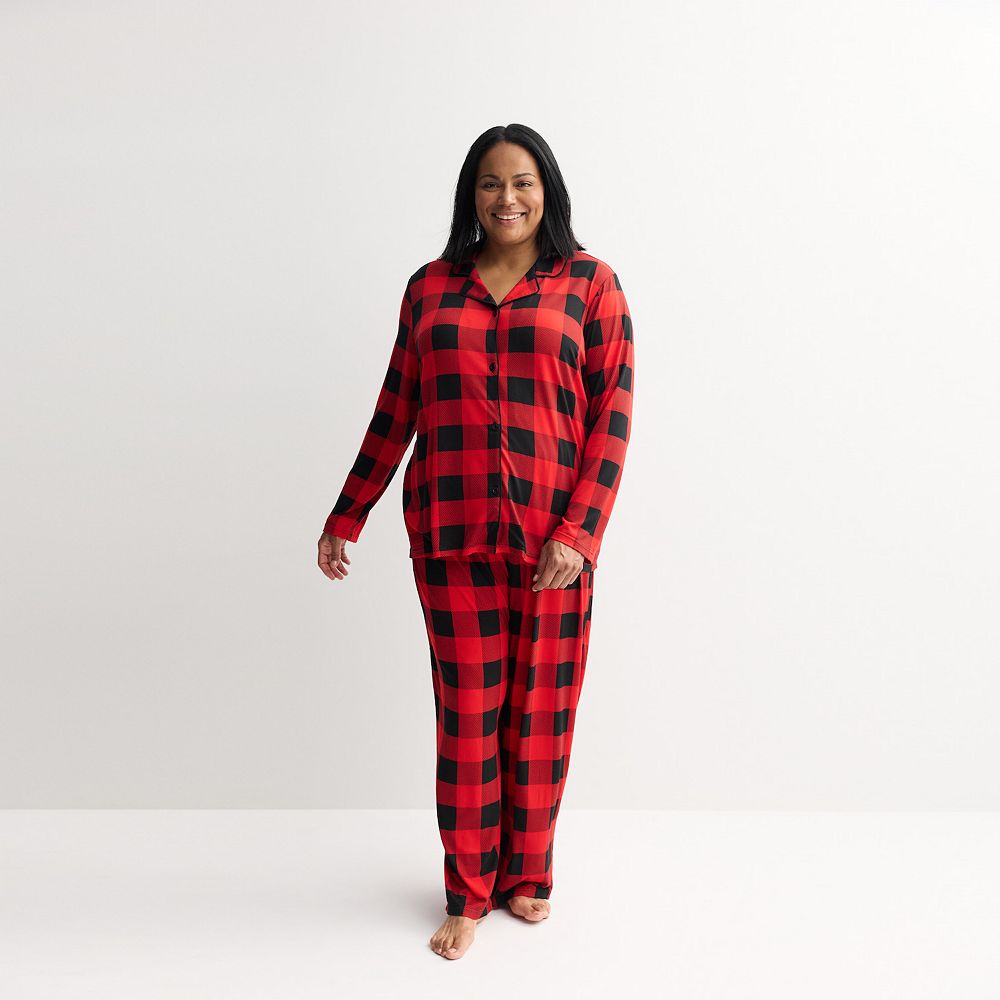 Plus Size Jammies For Your Families® Buffalo Check Notch Collar Pajama Set