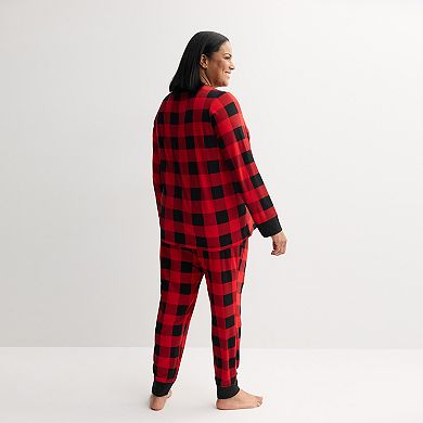 Plus Size Jammies For Your Families® Buffalo Check Pajama Top & Pajama Bottoms Set
