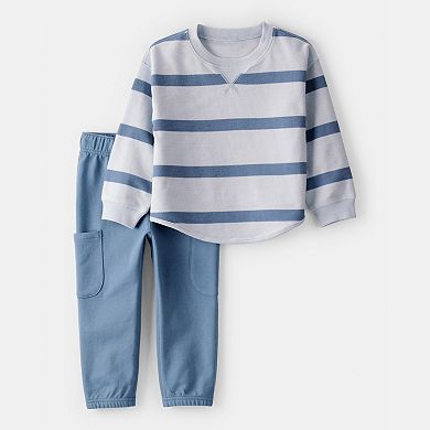 Toddler Boys Carter’s Striped French Terry Long-Sleeve Tee & Pant Set