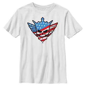 Boys 8-20 WWE Cody Rhodes USA Flag Print Skull Badge Graphic Tee