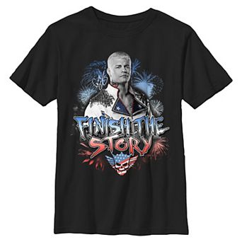 Boys 8-20 WWE Cody Rhodes Finish The Story Americana Poster Graphic Tee