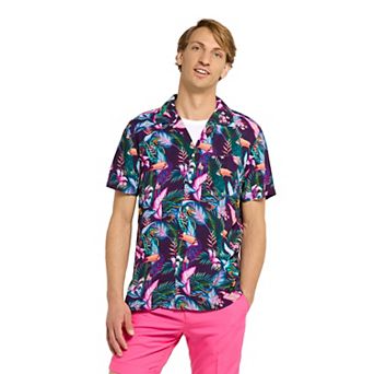 Men's OppoSuits Toucan Floral Print Short Sleeve Button-Down Shirt