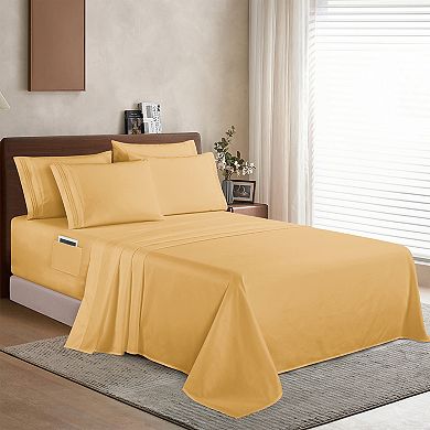 Elegant Comfort Extra deep 18-24 Inch Pocket 3 Line Embroidery, 4-Piece Sheet Set.