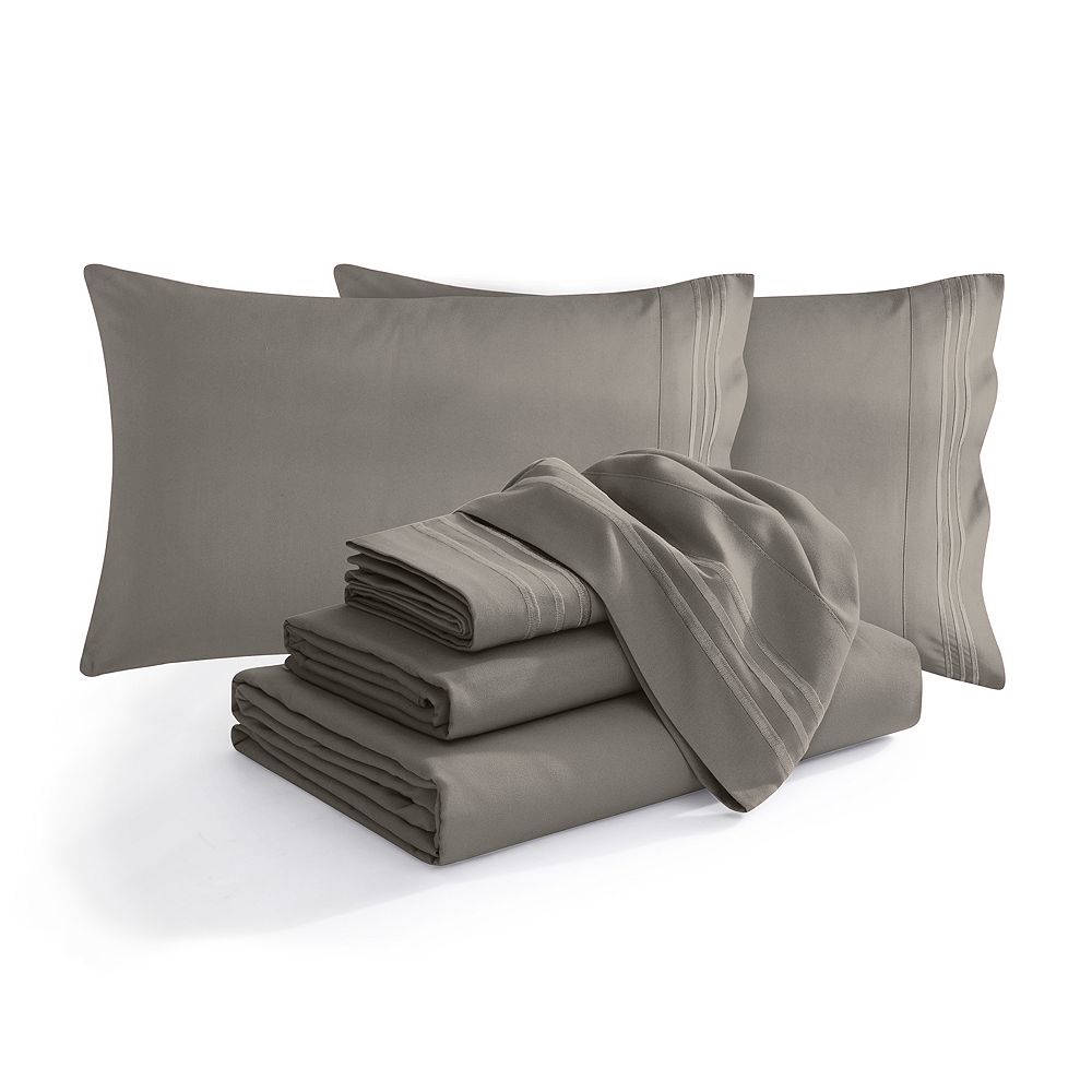 Elegant Comfort Extra deep 18-24 Inch Pocket 3 Line Embroidery, 4-Piece ...