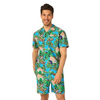 Men's OppoSuits Summer Set Minecraft Short Sleeve Shirt & Shorts 2 pc Set