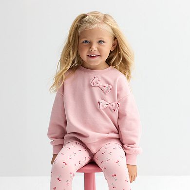 Toddler Girls Carter's Cherry Bow French Terry Sweatshirt & Pant Set