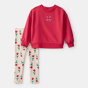 Toddler Girls Carter's Floral Windmill Long-Sleeve Tee & Pant Set