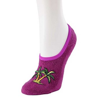 Women's Palm Tree Terry Non-Skid Slipper Socks