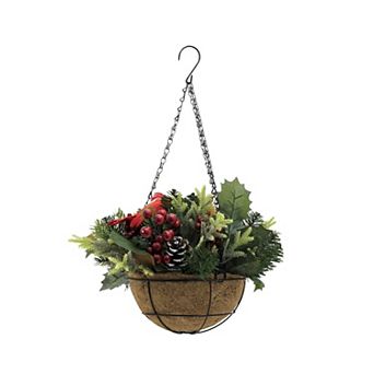 St. Nicholas Square® Artificial Cardinal Botanical Hanging Basket