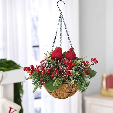 St. Nicholas Square® Artificial Cardinal Botanical Hanging Basket
